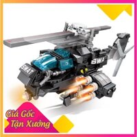 Đồ chơi lắp ráp robot 10 trong 1, giao mẫu ngẫu nhiên Sembo Block mô hình xe máy bay trực thăng SWAT phát triển trí tuệ