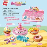 Đồ chơi lắp ráp thức ăn nhanh dễ thương logo Qman 35011 xếp mô hình trưng bày cao cấp điểm tâm ngọt ngào trọn bộ 6 hộp