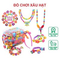 Đồ chơi lắp ráp trang sức xâu hạt vòng tay nhẫn bờm 550 chi tiết có hộp cho bé gái làm đẹp, quà tặng sinh nhật cho bé