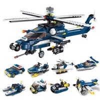 Đồ chơi lắp ráp trực thăng cảnh sát Lego máy bay chiến đấu 300 chi tiết 8 trong 1