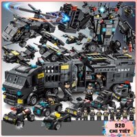 Đồ chơi lắp ráp xe cảnh sát 920 chi tiết, mô hình lắp ráp robot, mô hình máy bay swat đồ chơi cho bé