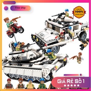 Đồ chơi lắp ráp xe Jeep phe cướp - Enlighten 3205 Jeep Car 425 mảnh ghép