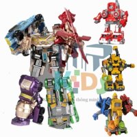 Đồ chơi lắp ráp xe ô tô, biến hình Robot 5 trong 1, xe công trình, xe cứu hỏa xe khủng long, xe chiến đấu