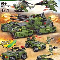 Đồ chơi lắp ráp Xe Tăng Chiến Đấu XT 780 chi tiết, Mô hình Xe Bọc Thép/ Trực Thăng/ Tàu Chiến kèm lính Swat