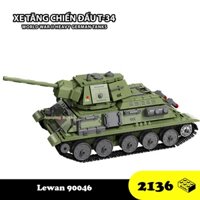 Đồ chơi Lắp ráp Xe tăng T34 Hoa Kỳ, Lewan LWCK 90046 Xếp hình thông minh, Mô hình quân sự [2136 mảnh ghép]