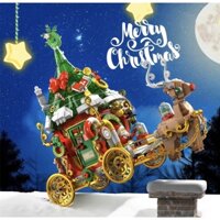 Đồ chơi lắp ráp Xe Tuần Lộc Ông Già Noel tặng kèm đèn led quà tặng giáng sinh cho người thân siu cute dễ thương