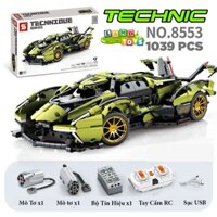 Đồ Chơi Lắp Ráp Xếp Hình Mô Hình Siêu Xe Lamborghini V12 Vision GT Điều Khiển Từ Xa RC No.SY8553 Với 1030+ PCS