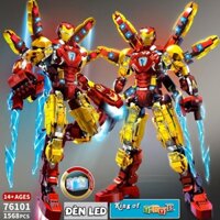 Đồ Chơi Lắp Ráp Xếp Hình Mô Hình Iron Man MK85 Robot 76101 Với 1586 PCS Chiều Cao 39cm Kèm Đèn Led