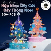 Đồ Chơi Lắp Ráp Xếp Hình Mô Hình Hộp Nhạc Dây Cót Cây Thông Noel Pha Lê Christmas Tree D1003-D1004 Với 400+ Mảnh Ghép