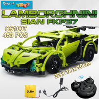 Đồ Chơi Lắp Ráp Xếp Hình Mô Hình Siêu Xe Lamborghini Sian Cada C51007 Điều Khiển Từ Xa RC Với 453 Mảnh Ghép