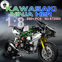 Đồ Chơi Lắp Ráp Xếp Hình Mô Hình Xe Máy Phân Khối Lớn Kawasaki Ninja H2R No.672003 Với 858 PCS,Tỉ Lệ 1:8
