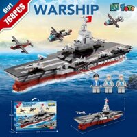 Đồ Chơi Lắp Ráp Xếp Hình Mô Hình 8in1 Tàu Sân Bay, Tàu Chiến Hạm, Máy Bay Chiến Đấu Warship No.H-8987 Với 730+PCS