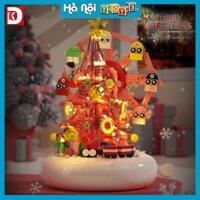 Đồ Chơi Lắp Ráp Xếp Hình Mô Hình Hộp Nhạc Cây Thông Đu Quay Noel Giáng Sinh Có Đèn, Nhạc DK7030 Với 480+ Mảnh Ghép