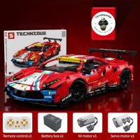 Đồ Chơi Lắp Ráp Xếp Hình Siêu Xe Điều Khiển Từ Xa Ferrari 488 GTE Rigon Silverstone 2022 SY8613 Với 1206 Mảnh Ghép