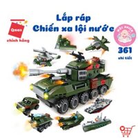 Đồ chơi lắp ráp xếp hình xe tăng Qman 1803 - Chiến xa xe tăng lội nước 361 mảnh ghép