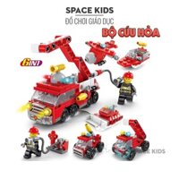 Đồ chơi Lego city 6 trong 1 xe Cứu hỏa 142 chi tiết cho bé lắp ráp mô hình, Đồ chơi lắp ghép Lego giá rẻ
