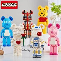Đồ chơi lego xếp hình có đèn phát sáng GẤU BEARBRICK, lắp ghép phi hành gia làm hộp bút đồ chơi cho bé