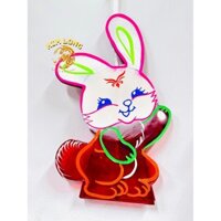 Đồ chơi lồng đèn trung thu truyền thống - Lồng đèn kiếng hình THỎ TRẮNG tặng 10 đèn cầy quà tặng trung thu
