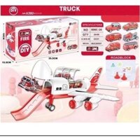 Đồ chơi máy bay chở 4 xe cứu hộ có máng trượt thú vị cho bé