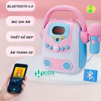 Đồ chơi máy hát karaoke di động cao cấp cho bé kèm mic ghi âm, loa phát nhạc có kết nối Bluetooth tích hợp đèn LED