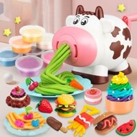 Đồ chơi máy làm mì nấu ăn bằng đất nặn hình chú bò cho bé máy làm kem làm bánh từ bột lúa mì 8 màu kèm dụng cụ an toàn