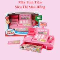 Đồ Chơi Máy Tính Tiền Cho Bé Máy Tính Tiền Siêu Thị Màu Hồng Cho Bé Chơi Đồ Hàng Tập Tính Toán
