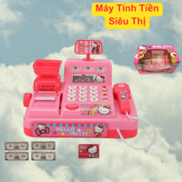 Đồ chơi máy tính tiền máy bán hàng siêu thị màu hồng cho bé học tập vui chơi cùng bạn bè