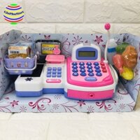 Đồ chơi máy tính tiền siêu thị Hello Kitty có  micro nói ,phát âm chạy pin