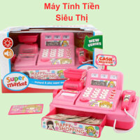 Đồ chơi máy tính tiền siêu thị màu hồng phát nhạc cho bé chơi đồ hàng cùng bạn bè