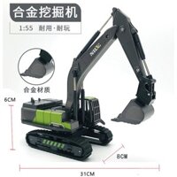 Đồ chơi máy xúc bánh xích hợp kim, phương tiện kỹ thuật cho trẻ em, mô hình máy xúc mô phỏng, máy xúc đào, cần cẩu, máy xúc cho bé trai