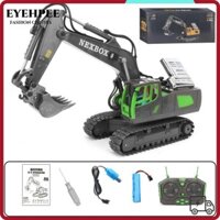 Đồ chơi máy xúc RC EYEHPEE, Máy xúc điều khiển từ xa bằng hợp kim xanh màu vàng trắng, 1: 20 11CH Đồ chơi xe kỹ thuật Quà tặng trẻ em