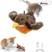 Đồ chơi mèo chim sẻ vỗ BVROU, Đồ chơi mèo chim bay tương tác có thể treo bằng điện tử, Đồ chơi chim sẻ mô phỏng thú cưng kích hoạt bằng cảm ứng USB sáng tạo Đồ chơi chim sẻ cho mèo nhàm chán