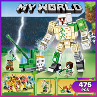 Đồ Chơi Minecraft - Iron Golem 475PCS, Đồ chơi lắp ráp minecraft kèm nhân vật Steve, Zoombie,...