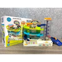 Đồ chơi mô hình gara bãi đỗ xe ô tô 3 tầng kèm 4 xe có nhạc có đèn cho bé