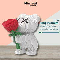 Đồ chơi mô hình lắp ráp Gấu Tặng Hoa 3D kích thước 25 cm , đồ chơi hoạt hình các nhân vật Mô Hình Lắp ghép