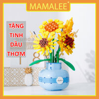 Đồ chơi mô hình lắp ráp lọ hoa, bình hoa trang trí, lắp ghép xếp hình bó hoa hướng dương, hoa hồng decor nhà cửa