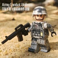 Đồ chơi mô hình quân đội hiện đại, nhân vật quân đội bên ngoài, lính đặc nhiệm ngụy trang ACU của Thủy quân Lục chiến Mỹ, vũ khí M4, mô hình lắp ráp thu nhỏ