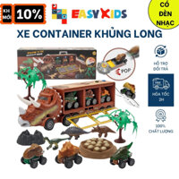 Đồ Chơi Mô Hình Xe Container Khủng Long Chạy Đà Có Đèn Nhạc