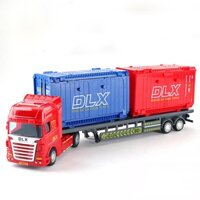 Đồ chơi mô hình xe đầu kéo vận chuyển container gồm 2 cont 20 feet nhiều màu chạy đà