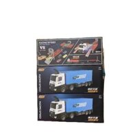 Đồ chơi mô hình xe đầu kéo container biến hình đường đua KidZania siêu tốc độ 1m2 có âm thanh,ánh sáng