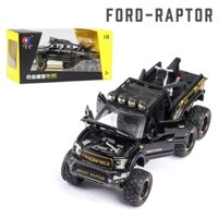 Đồ chơi mô hình xe ô tô Ford Raptor F150 KAVY bằng hợp kim nguyên khối có nhạc và đèn, kèm xe máy tỷ lệ 1:28 màu đen