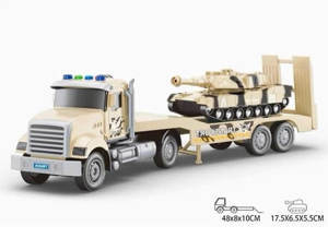 Đồ chơi mô hình xe Siku - Xe tải sàn thấp chở xe tăng 1872