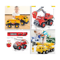 đồ chơi mô hình xe tải máy xúc xe cứu hỏa trẻ em, đồ chơi ô tô cần cẩu cho trẻ