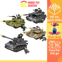 Đồ chơi mô hình xe tăng trong WWII Forange Block lắp ghép xe tank Tiger, M12A, Type 99, Merkava 350+ chi tiết