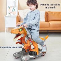 Đồ Chơi Mô Hình Xe Trượt Scooter Khủng Long Bạo Chúa, Xe Chòi Chân Cho Bé Kích Thước Lớn Có Đèn, Nhạc, Nhả Khói