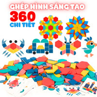 Đồ Chơi Montessori Ghép Hình Sáng Tạo Pattern Block 360 Chi Tiết