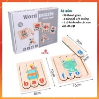 Đồ chơi Montessori xếp hình 96 que gỗ học tiếng Anh, gỗ an toàn, bền đẹp