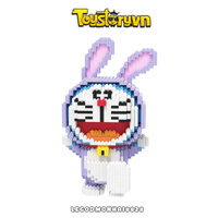 Đồ chơi Nano Block Doraemon 33cm mặc áo Thỏ Tím