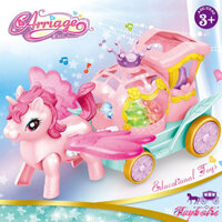 Đồ chơi ngựa pony cao cấp chạy pin đi lại có đèn nhạc kèm dây dắt cho bé bộ quà tặng bé gái