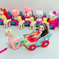 Đồ Chơi Ngựa Pony kéo xe Búp Bê Công Chúa Phát Đèn Nhạc Vui nhộn